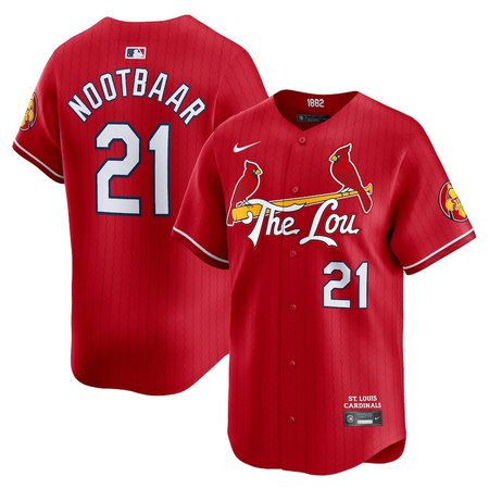 Men's St. Louis Cardinals #21 Lars Nootbaar Nike Red 2024 City Connect Limited Player Jersey
